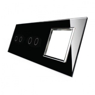 Сенсорная панель комбинированная для выключателя 4 сенсора 1 розетка (2-2-0) черный хром стекло Livolo Сенсорная панель комбинированная для выключателя 4 сенсора 1 розетка (2-2-0) черный хром стекло Livolo