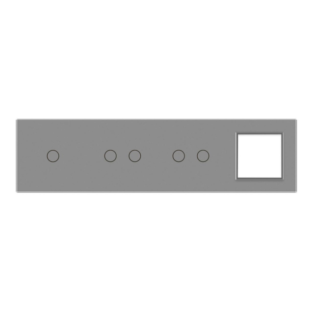Сенсорная панель выключателя 5 сенсоров и розетку (1-2-2-0) серый стекло Livolo (VL-P701/02/02/E-8I)