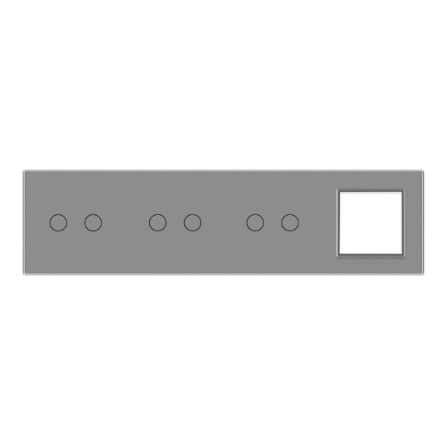 Сенсорная панель выключателя 6 сенсоров и розетку (2-2-2-0) серый стекло Livolo (VL-P702/02/02/E-8I)
