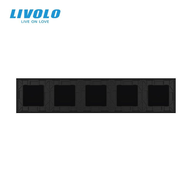 Сенсорная панель для выключателя Х сенсоров (Х-Х-Х-Х-Х) черный стекло Livolo (C7-CХ/CХ/CХ/CХ/CХ-12)