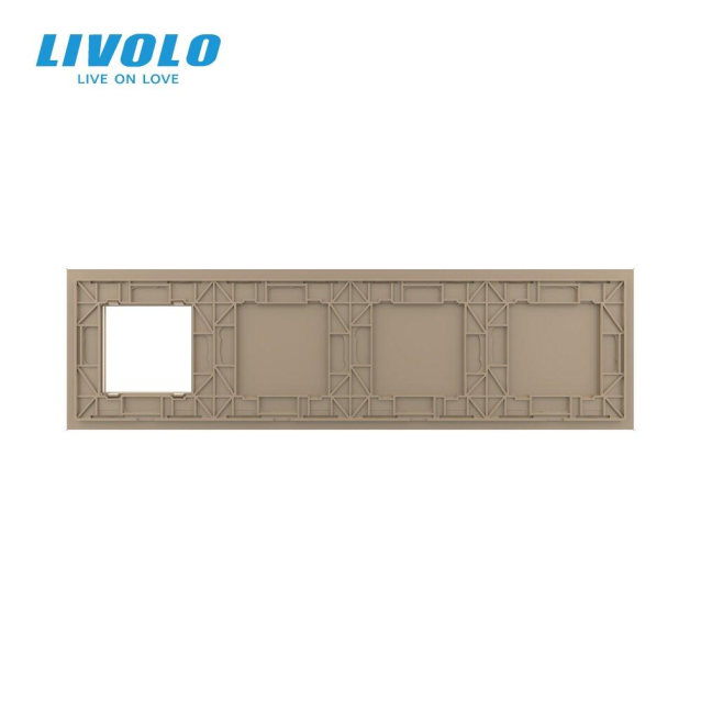 Сенсорная панель комбинированная для выключателя X сенсоров и розетки (Х-Х-Х-0) золото Livolo
