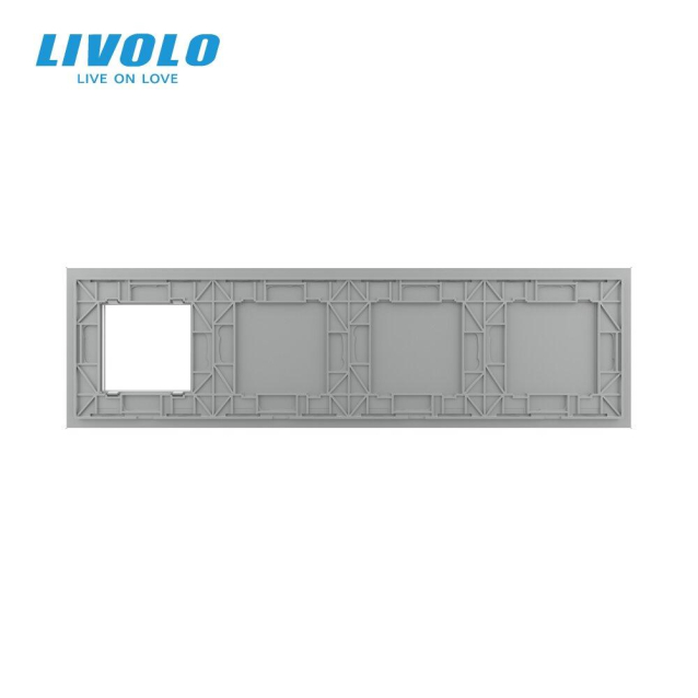 Сенсорная панель комбинированная для выключателя X сенсоров и розетки (Х-Х-Х-0) серый Livolo