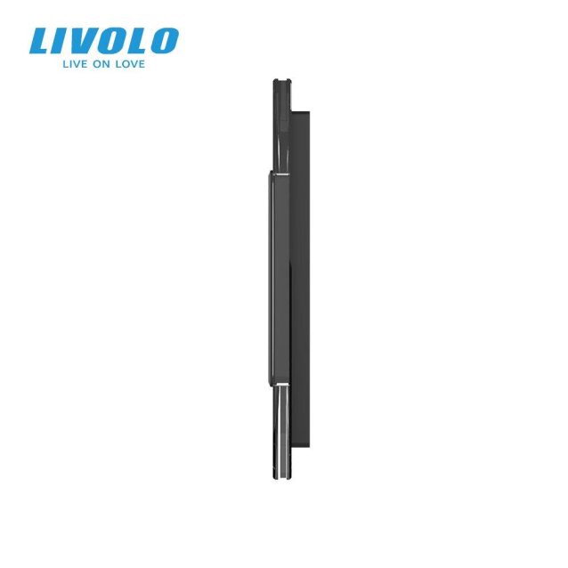 Сенсорная панель комбинированная для выключателя X сенсоров и розетки (Х-Х-Х-0) черный Livolo