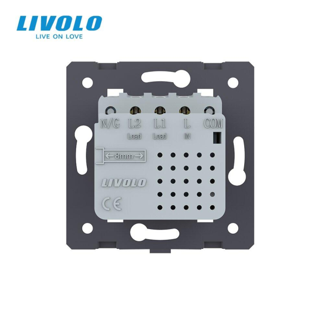 Механизм сенсорный радиоуправляемый выключатель Sense 2 сенсора серый Livolo (782100215)