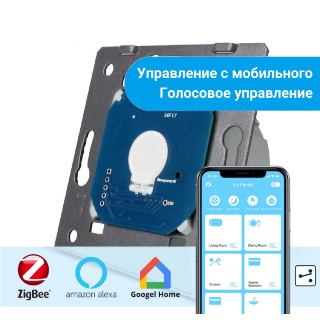 Механизм сенсорный проходной Wi-Fi выключатель Livolo ZigBee (VL-C701SZ)