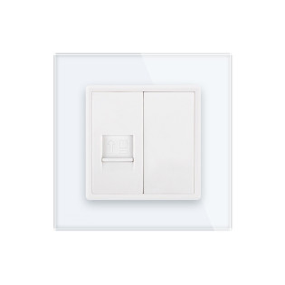 Компьютерная розетка RJ-45 Livolo белый стекло (VL-C791C-11) Компьютерная розетка RJ-45 Livolo белый стекло (VL-C791C-11)