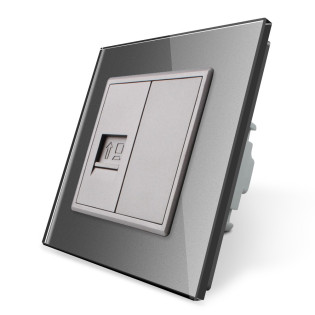 Компьютерная розетка RJ-45 Livolo серый стекло (VL-C791C-15) Компьютерная розетка RJ-45 Livolo серый стекло (VL-C791C-15)