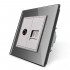 Компьютерная розетка RJ-45 ТВ розетка Livolo серый стекло (VL-C791VC-15)