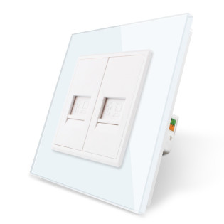 Компьютерная розетка два RJ-45 Livolo белый стекло (VL-C792C-11) Компьютерная розетка два RJ-45 Livolo белый стекло (VL-C792C-11)