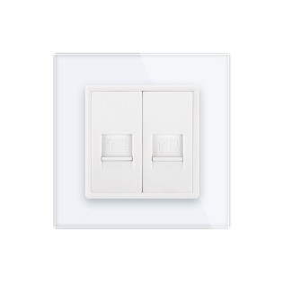 Компьютерная розетка два RJ-45 Livolo белый стекло (VL-C792C-11) Компьютерная розетка два RJ-45 Livolo белый стекло (VL-C792C-11)