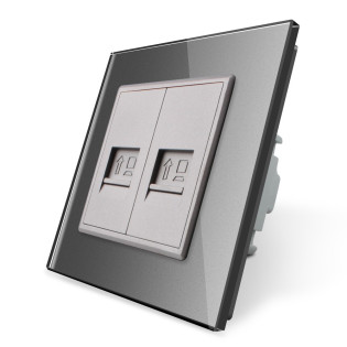 Компьютерная розетка два RJ-45 Livolo серый стекло (VL-C792C-15) Компьютерная розетка два RJ-45 Livolo серый стекло (VL-C792C-15)