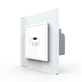 Розетка USB type C с блоком питания 45W белый Livolo (VL-C7-FCUC-2WP) Розетка USB type C с блоком питания 45W белый Livolo (VL-C7-FCUC-2WP)