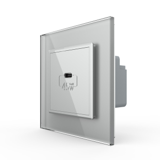 Розетка USB type C с блоком питания 45W серый Livolo (VL-C7-FCUC-2IP) Розетка USB type C с блоком питания 45W серый Livolo (VL-C7-FCUC-2IP)