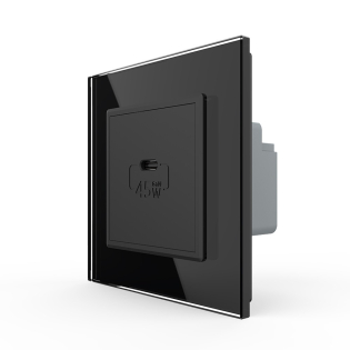 Розетка USB type C с блоком питания 45W черный Livolo (VL-C7-FCUC-2BP) Розетка USB type C с блоком питания 45W черный Livolo (VL-C7-FCUC-2BP)