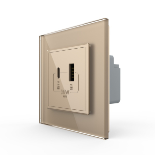 Розетка USB-A и USB-C 36W золотой стекло (VL-C7FCUA18W.UC18W-2AP) Розетка USB-A и USB-C 36W золотой стекло (VL-C7FCUA18W.UC18W-2AP)