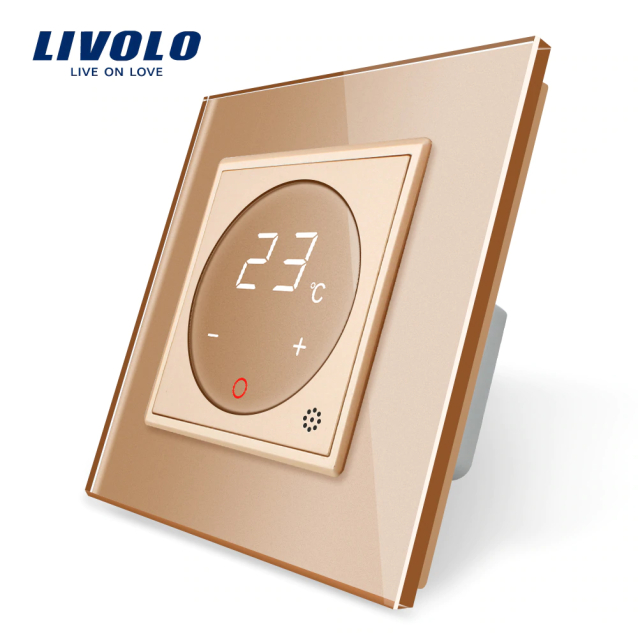 Терморегулятор сенсорный Livolo для водяных систем отопления цвет золото (VL-C701TM-13)