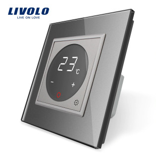 Терморегулятор сенсорный Livolo для водяных систем отопления цвет серый (VL-C701TM-15) Терморегулятор сенсорный Livolo для водяных систем отопления цвет серый (VL-C701TM-15)