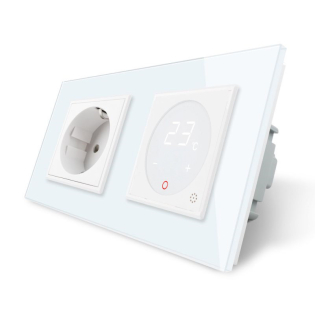 Розетка с заземлением с терморегулятором Livolo цвет белый стекло (VL-C7C1EU1TM2-11) Розетка с заземлением с терморегулятором Livolo цвет белый стекло (VL-C7C1EU1TM2-11)