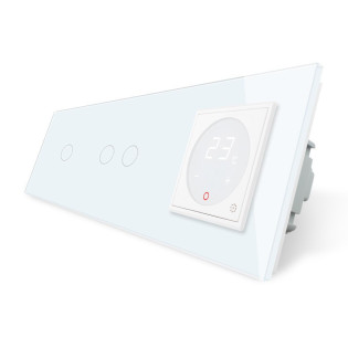 Сенсорный выключатель с Терморегулятором Livolo с датчиком температуры пола цвет белый (VL-C703-C701TM2-11) Сенсорный выключатель с Терморегулятором Livolo с датчиком температуры пола цвет белый (VL-C703-C701TM2-11)