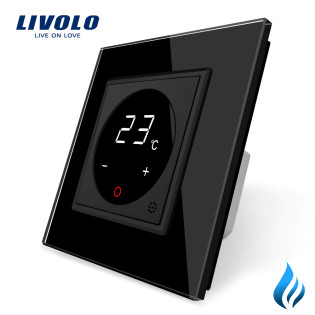 Терморегулятор Livolo для котлов отопления черный (VL-C701TM3-12) Терморегулятор Livolo для котлов отопления черный (VL-C701TM3-12)