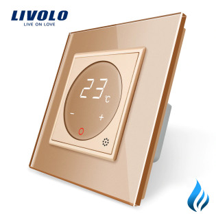 Терморегулятор Livolo для котлов отопления золото (VL-C701TM3-13) Терморегулятор Livolo для котлов отопления золото (VL-C701TM3-13)