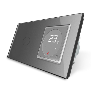 Сенсорный выключатель 1 сенсор Терморегулятор с выносным датчиком температуры для теплого пола серый Livolo Сенсорный выключатель 1 сенсор Терморегулятор с выносным датчиком температуры для теплого пола серый Livolo