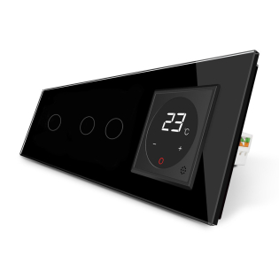 Сенсорный выключатель 3 сенсора (1-2) Терморегулятор с выносным датчиком температуры для теплого пола черный Сенсорный выключатель 3 сенсора (1-2) Терморегулятор с выносным датчиком температуры для теплого пола черный