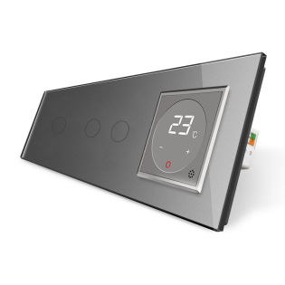 Сенсорный выключатель 3 сенсора (1-2) Терморегулятор с выносным датчиком температуры для теплого пола серый Сенсорный выключатель 3 сенсора (1-2) Терморегулятор с выносным датчиком температуры для теплого пола серый
