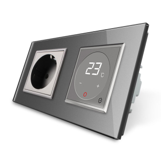 Розетка с заземлением Терморегулятор с выносным датчиком температуры для теплого пола сірий Livolo Розетка с заземлением Терморегулятор с выносным датчиком температуры для теплого пола сірий Livolo