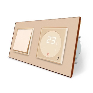 Одноклавишный выключатель Терморегулятор с выносным датчиком температуры для теплого пола Livolo золотой