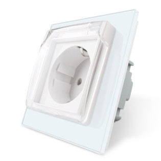 Розетка с крышкой IP44 Livolo белый стекло (VL-C7C1EUWF-11) Розетка с крышкой IP44 Livolo белый стекло (VL-C7C1EUWF-11)
