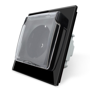 Розетка с крышкой IP44 Livolo черный стекло (VL-C7C1EUWF-12) Розетка с крышкой IP44 Livolo черный стекло (VL-C7C1EUWF-12)