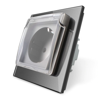 Розетка с крышкой IP44 Livolo серый стекло (VL-C7C1EUWF-15) Розетка с крышкой IP44 Livolo серый стекло (VL-C7C1EUWF-15)
