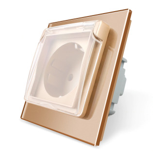 Розетка с крышкой IP44 Livolo золото стекло (VL-C7C1EUWF-13) Розетка с крышкой IP44 Livolo золото стекло (VL-C7C1EUWF-13)