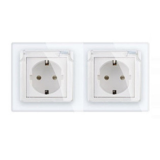 Розетка двойная с крышкой IP44 Livolo белый стекло (VL-C7C2EUWF-11) Розетка двойная с крышкой IP44 Livolo белый стекло (VL-C7C2EUWF-11)