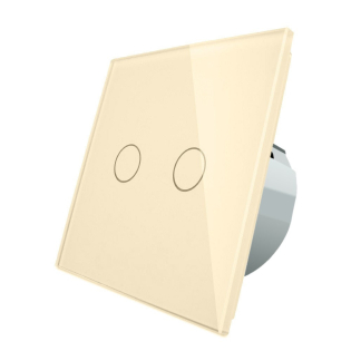 Сенсорный выключатель Livolo 2 канала бежевый стекло (VL-C702-16) Сенсорный выключатель Livolo 2 канала бежевый стекло (VL-C702-16)