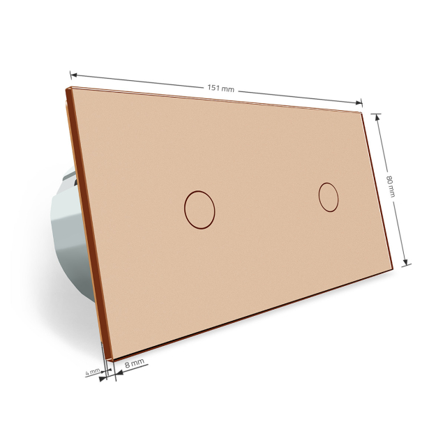 Сенсорный выключатель Livolo 2 канала (1-1) золото стекло (VL-C701/C701-13)
