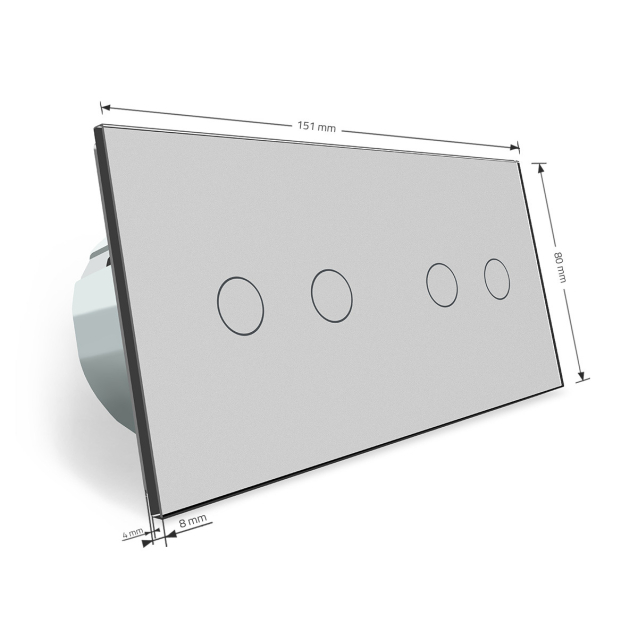 Сенсорный выключатель Livolo 4 канала (2-2) серый стекло (VL-C702/C702-15)
