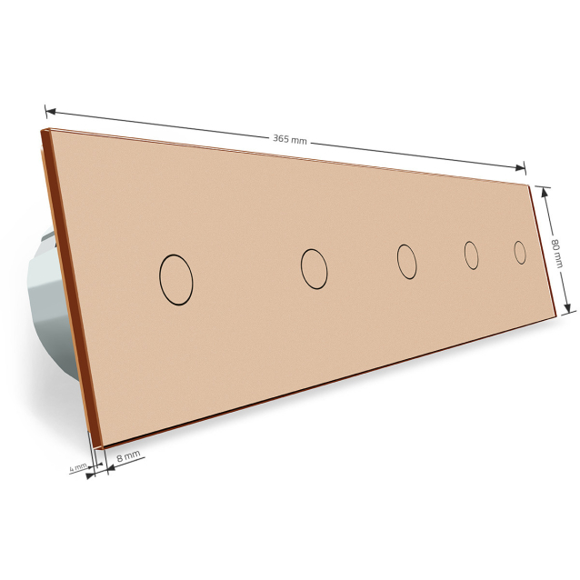 Сенсорный выключатель Livolo 5 каналов (1-1-1-1-1) золото стекло (VL-C705-13)