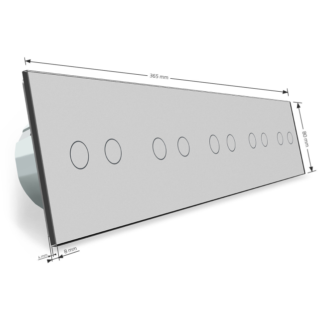 Сенсорный выключатель Livolo 10 каналов (2-2-2-2-2) серый стекло (VL-C710-15)