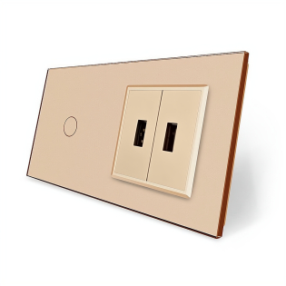 Сенсорный выключатель 1 сенсор 2 USB золотой стекло Livolo (VL-C701/2USB-13) Сенсорный выключатель 1 сенсор 2 USB золотой стекло Livolo (VL-C701/2USB-13)
