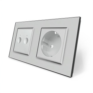 Сенсорный выключатель Sense 2 сенсора 1 розетка серый стекло Livolo (VL-C7FC2/FCTC16A-4IP) Сенсорный выключатель Sense 2 сенсора 1 розетка серый стекло Livolo (VL-C7FC2/FCTC16A-4IP)