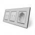 Сенсорный выключатель Sense 4 сенсора (2-2) 1 розетка серый стекло Livolo (VL-C7FC2/FC2/FCTC16A-6IP)