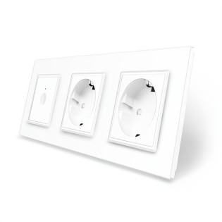Сенсорный выключатель Sense 1 сенсор 2 розетки Livolo белый стекло (VL-C7FC1/FCTC16A/FCTC16A-6WP)