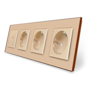 Сенсорный выключатель Sense 1 сенсор 3 розетки Livolo золотой стекло (VL-C7FC1/FCTC16A/FCTC16A/FCTC16A-8AP) Сенсорный выключатель Sense 1 сенсор 3 розетки Livolo золотой стекло (VL-C7FC1/FCTC16A/FCTC16A/FCTC16A-8AP)