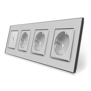 Сенсорный выключатель Sense 1 сенсор 3 розетки Livolo серый стекло (VL-C7FC1/FCTC16A/FCTC16A/FCTC16A-8IP) Сенсорный выключатель Sense 1 сенсор 3 розетки Livolo серый стекло (VL-C7FC1/FCTC16A/FCTC16A/FCTC16A-8IP)