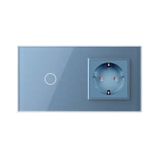 Сенсорный выключатель 1 сенсор 1 розетка Livolo голубой стекло (VL-C701/C7C1EU-19) Сенсорный выключатель 1 сенсор 1 розетка Livolo голубой стекло (VL-C701/C7C1EU-19)