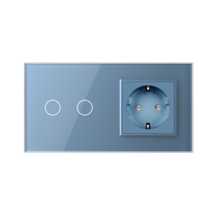 Сенсорный выключатель 2 сенсора 1 розетка Livolo голубой стекло (VL-C702/C7C1EU-19) Сенсорный выключатель 2 сенсора 1 розетка Livolo голубой стекло (VL-C702/C7C1EU-19)