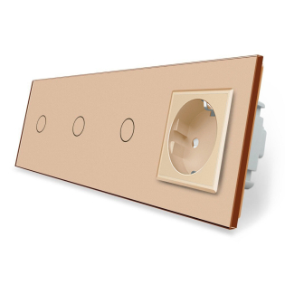 Сенсорный выключатель 3 сенсора 1 розетка Livolo золото стекло (VL-C701/C701/C701/C7C1EU-13) Сенсорный выключатель 3 сенсора 1 розетка Livolo золото стекло (VL-C701/C701/C701/C7C1EU-13)