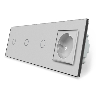 Сенсорный выключатель 3 сенсора 1 розетка Livolo серый стекло (VL-C701/C701/C701/C7C1EU-15) Сенсорный выключатель 3 сенсора 1 розетка Livolo серый стекло (VL-C701/C701/C701/C7C1EU-15)